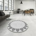 thumbnail image 3 of Ahgly Company Indoor Round Patterned Platinum Gray Area Rugs, 6' Round, 3 of 6