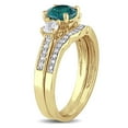 thumbnail image 3 of Everly Women's Created Emerald 10k Yellow Gold Bridal Set, 3 of 8