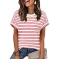thumbnail image 3 of Women'S Tops Short Sleeve Shirts Summer Outfits Stripe Dressy Casual Clothes Clothing Pink XL, 3 of 8
