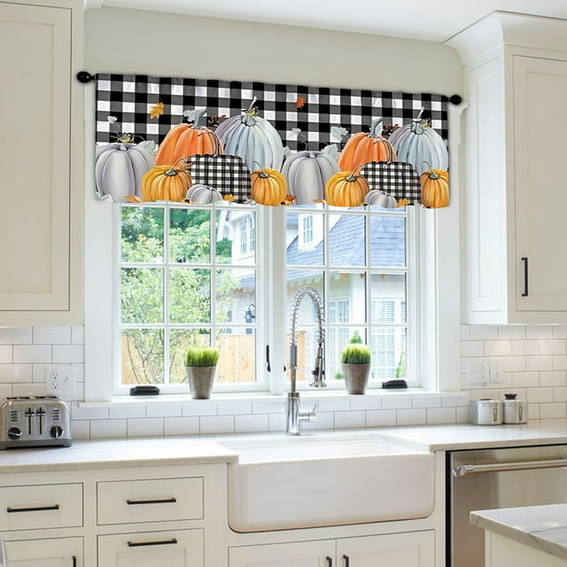 Yhmxh Rideaux pour Chambre, Rideau de Douche, Rideaux Occultants à Carreaux de l'Action de Grâce Demi-Rideau Rideau de Porte Rideau de Café Rideau d'Évier de Cuisine Rideau d'Armoire Rideaux de l'Action de Grâce