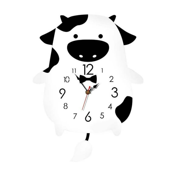 EGNMCR Wall Stickers, Cute Stickers Hedgehog Wall Clock Silent Wooden Clock for Home Living Room Wall Clock