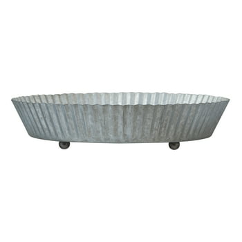 Better Homes & Gardens 9.75 inch Footed Galvanized Gray Metal  Saucer