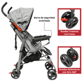 thumbnail image 3 of Carriola de Bastón para Bebé Asiento Multiposiciones Ruedas con Freno Cinturón de 5 Puntos Soporta hasta 15 kg - Gris, 3 of 7