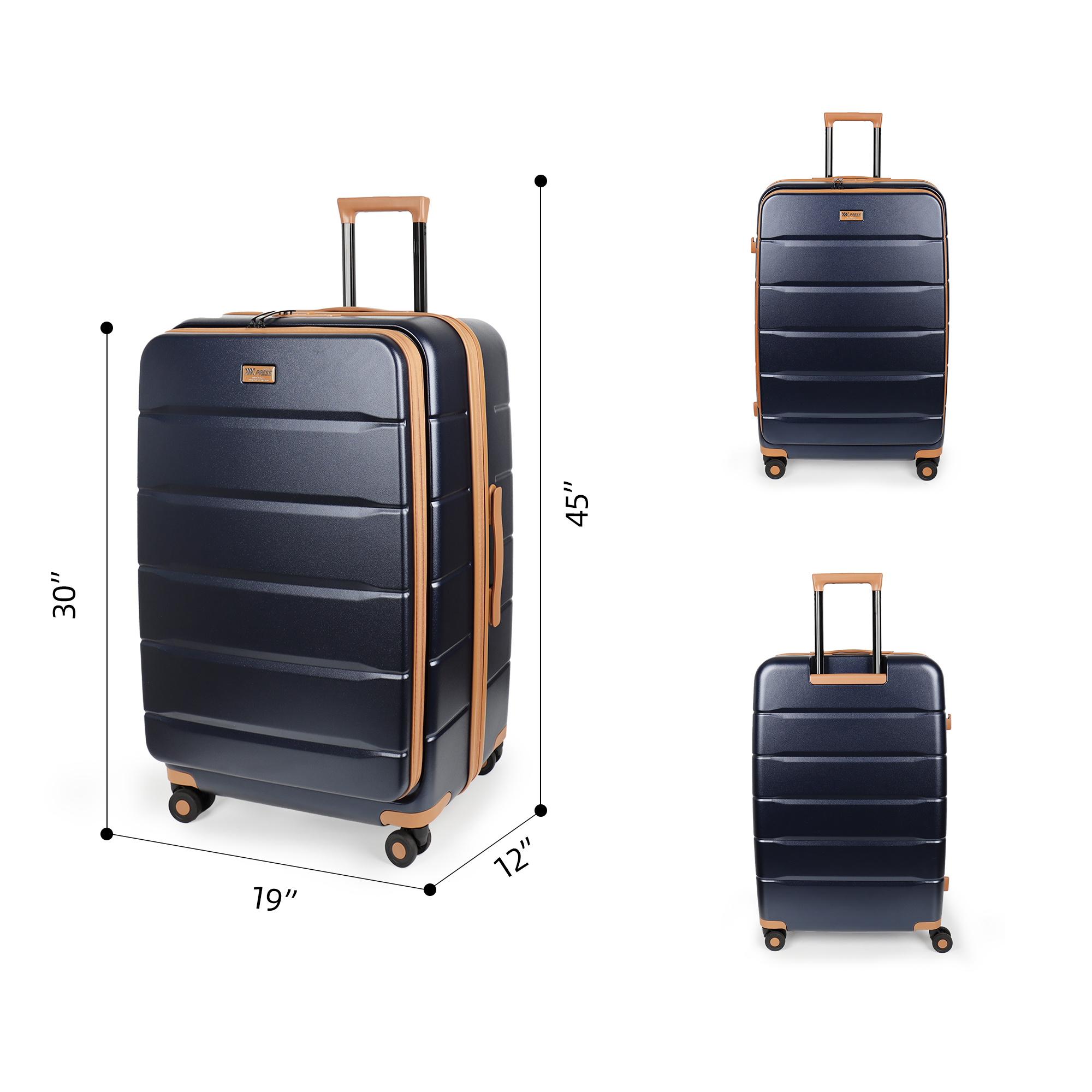 28" Hardside Large Checked Spinner Luggage Expandable Front-Opening Suitcase with TSA Lock, Blue,CY2431