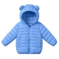 thumbnail image 2 of Winter Puffer Coat with Bear Ears for Boys Girls, Long Sleeve Hooded Zip Up Cotton Outerwear Jacket with Pockets, Blue 14-15 Years, 2 of 8
