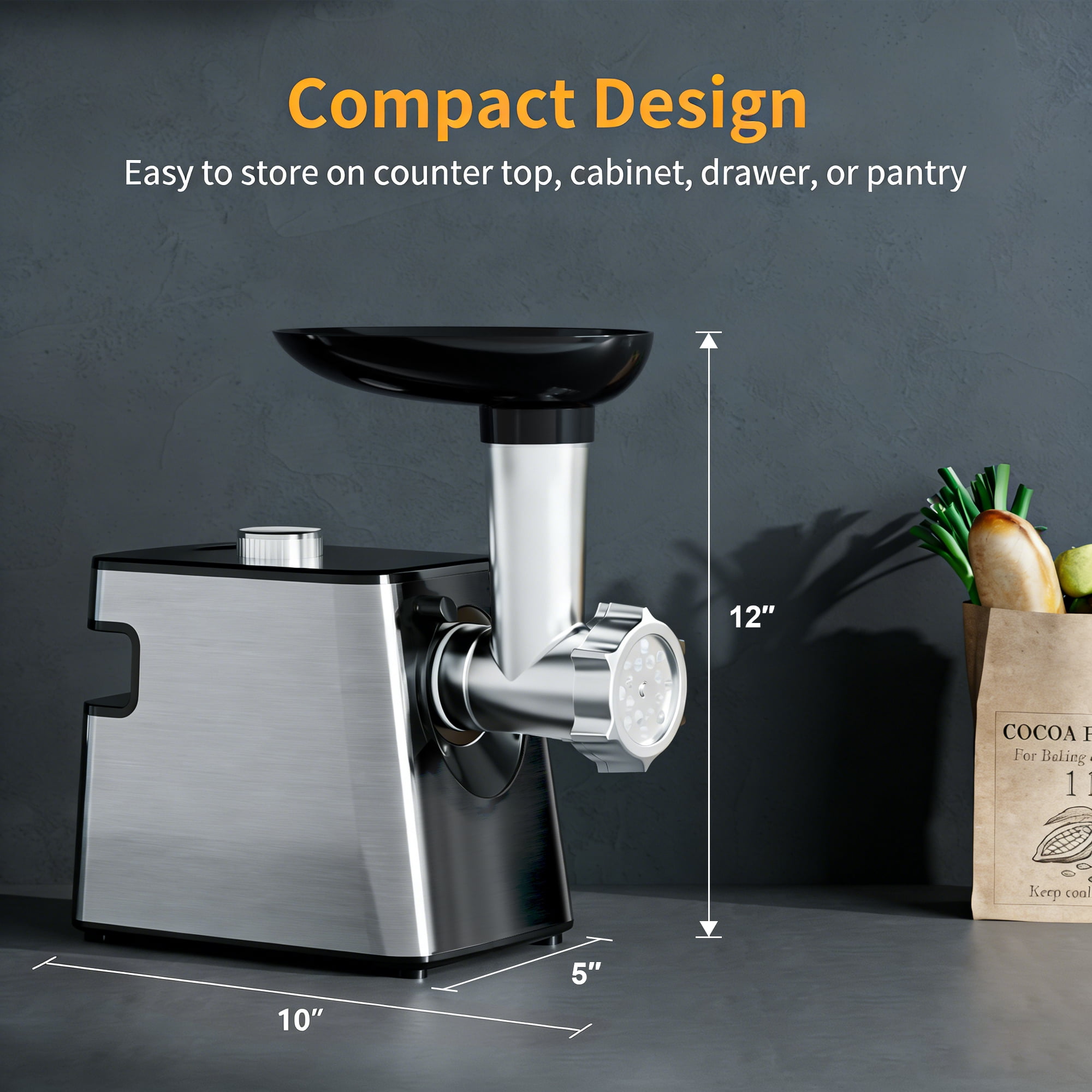 TINANA Electric Meat Grinder 2800W Heavy Duty Sausage Stuffer Machine, 4 Stainless Steel Plates, 2 Blades, Sausage Maker Kit and Kubbe, Multi-Functional Meat Mincer for Home Kitchen Beef Processing