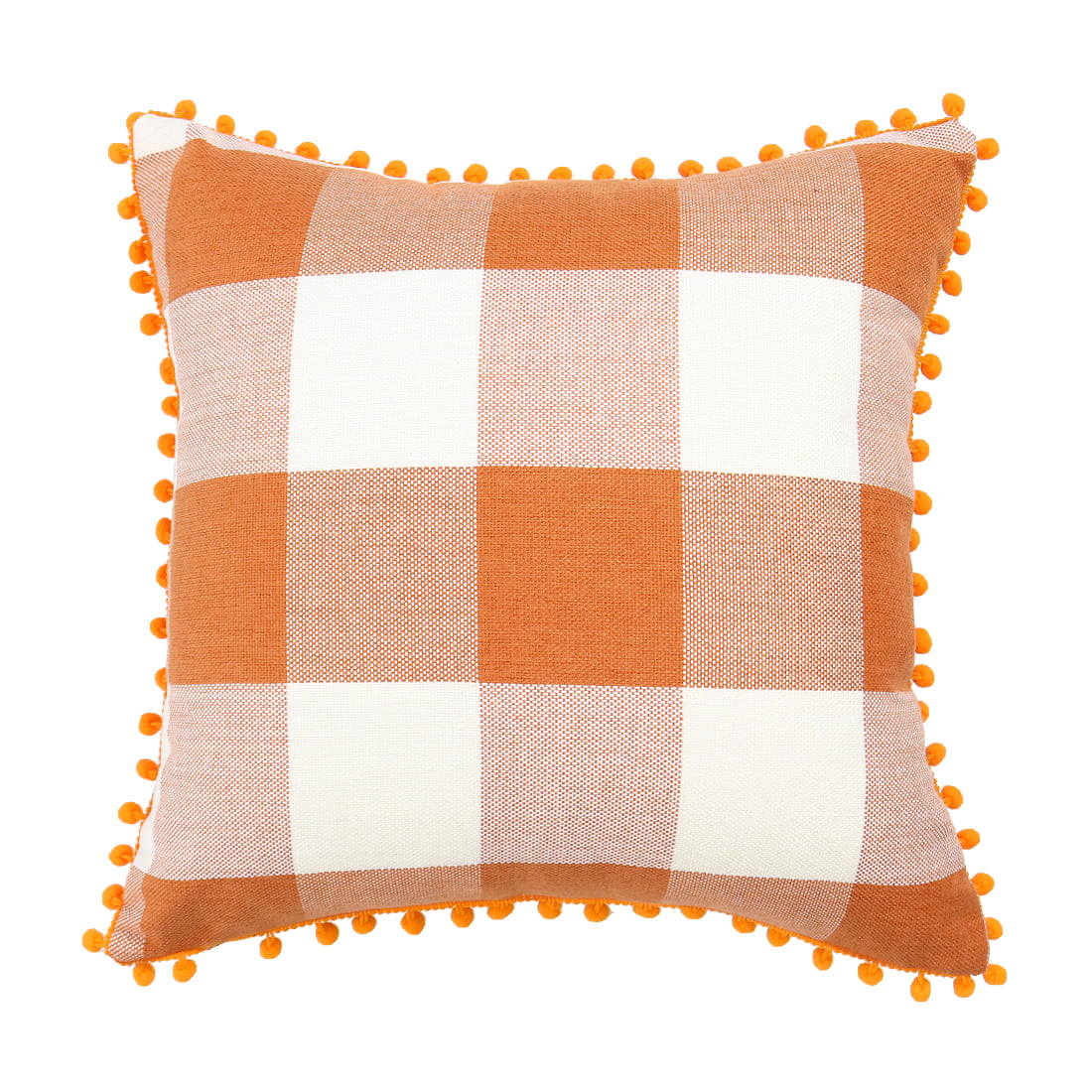 Orange Plaid Pillowcase Back Cushion Cover Sofa Throw Pillow Case Office Home