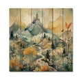 thumbnail image 3 of Designart "Yellow And Teal Nature s Nordic Beauty Vibrant North" Scandinavian Print on Natural Pine Wood, 3 of 5