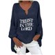 thumbnail image 1 of Top estampado de manga larga y cuello en V para mujer, transpirable, corte holgado, largo hasta la cadera, para leggings, tallas S-XXL, 1 of 5