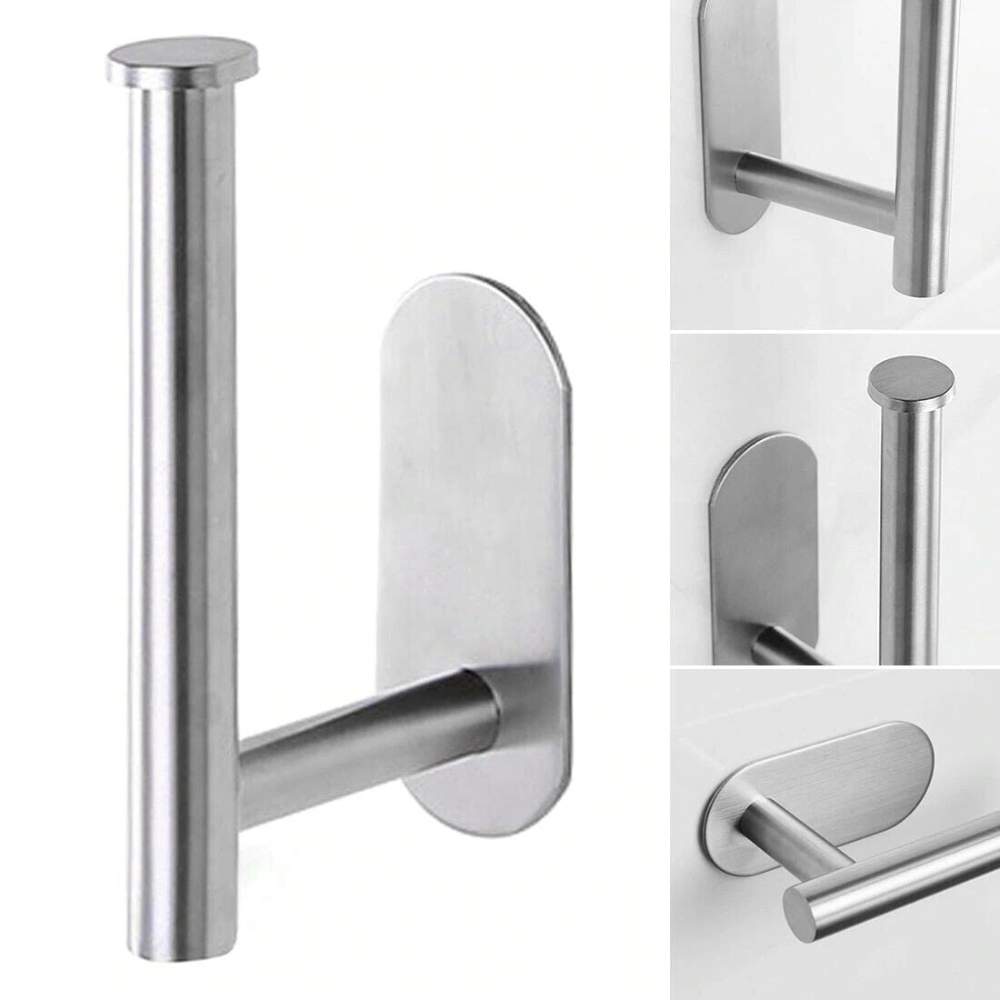 Adhesive Toilet Paper Holder Stick On Toilet Paper Roll Holder SUS 304 Stainless Steel Brushed Adhesive Toilet Paper Holder Stick On Toilet Paper Roll Holder SUS 304 Stainless Steel Brushed