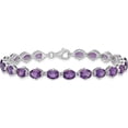 thumbnail image 4 of Sterling Silver Rhodium-Plated Amethyst Bracelet (7 X 5) Made In India qx814am, 4 of 5
