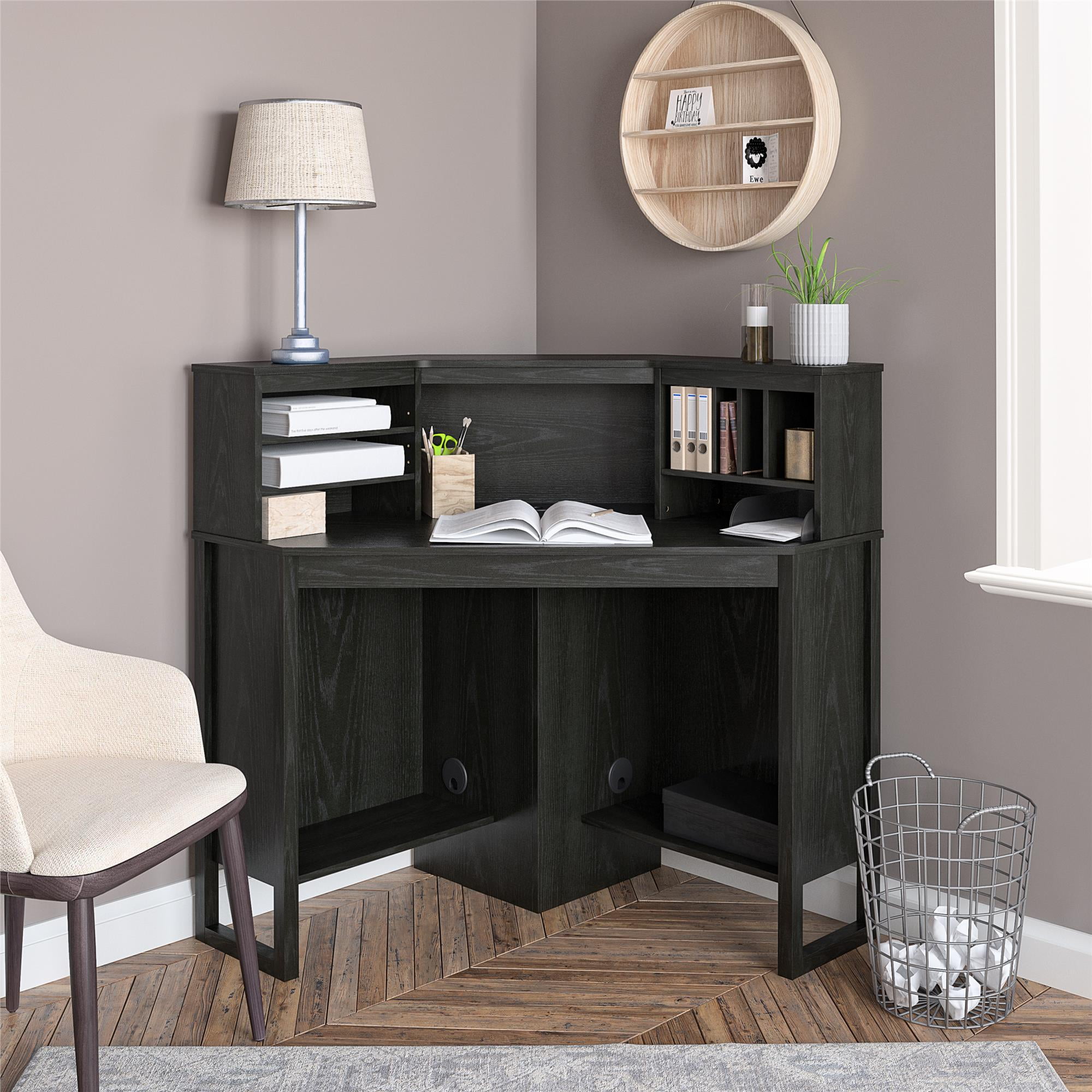 Mainstays Corner Desk with Hutch, Black Oak | Ubuy Hungary