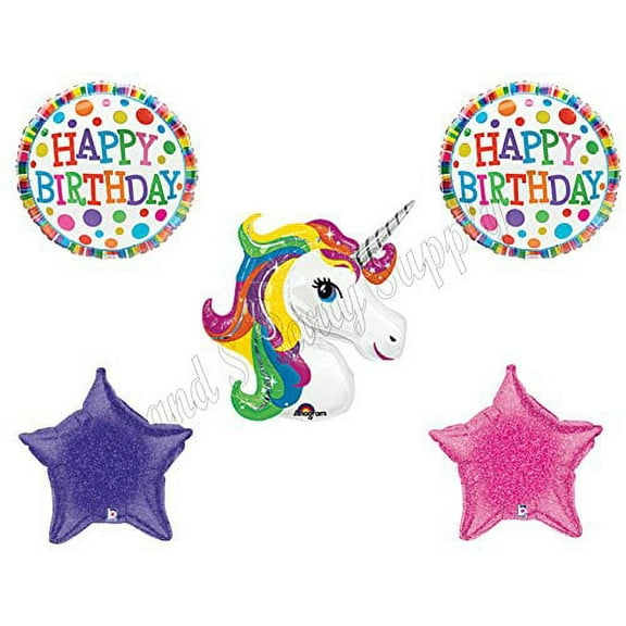 UNICORN RAINBOW BIRTHDAY GIRL Birthday Balloons Decoration Supplies Party Pink