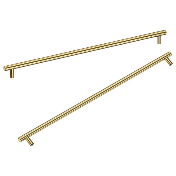 Uxcell 2-Pack Cabinet Pulls Knobs, 15.7" Modern Stainless Steel T Bar Knobs Double Hole Handles [Gold]