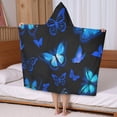 thumbnail image 5 of Black Blue Butterfly Pattern Hooded Bath Towel，50"x30" for Ages 3 To 12 Kids, Quick Dry Lightweight Soft Microfiber Hood Beach Towel Cover Up for Kids, 5 of 7