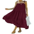 thumbnail image 1 of PENGXIANG Robe Longue Maxi à Bretelles Spaghetti d'Été pour Femmes Robe à Volants Haute Basse Robe Longue Ample à Étages Fluide de Plage Abricot TG, 1 of 5