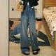 thumbnail image 3 of Gibobby Jeans dama talla extra Pantalones Vaqueros Holgados para Mujer con Cintura Alta Estilo E Girl Ropa De Calle Pantalones De Mezclilla Vintage Adecuados(Azul,XL), 3 of 5