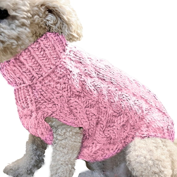 GRNSHTS Small Dog Sweaters Knitted Pet Cat Sweater Warm Dog Sweatshirt Dog Winter Clothes Kitten Puppy Sweater (Light Pink,M)