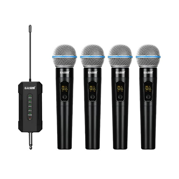 Sistema de micrófono portátil inalámbrico ealsem ES-384 4-CH UHF