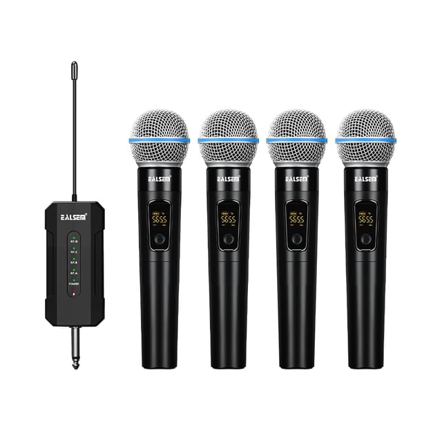 Sistema de micrófono portátil inalámbrico ealsem ES-384 4-CH UHF