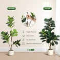 thumbnail image 4 of Qinaqin 4FT Fiddle Leaf Fig Tree Artificial con 48 Leaves Realistic Fau x Ficus Lyrata Trees en 7.8 inch Blanco Planter Pot Indoor Fake Floor Plants para Oficina Casa Living Sala cm de, 4 of 7
