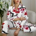 thumbnail image 6 of Fotbe Cherry Blossoms Pattern Long Sleeve Pajama Set for Women,Sleepwear Set,2-piece Loungewear Set,Soft PJs Comfy Nightwear with Pockets -X-Large, 6 of 7