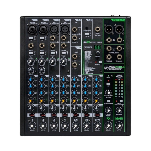 Mezclador Mackie PROFX10V3 refuerzo de sonido profesional de 10 canales con FX integrado