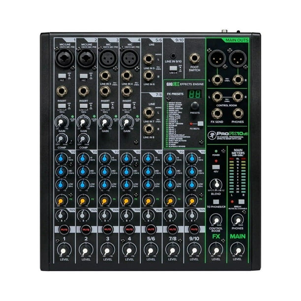 Mezclador Mackie PROFX10V3 refuerzo de sonido profesional de 10 canales con FX integrado