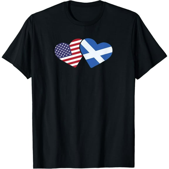 Scotland USA Flag T Shirt Heart Scottish American Love T-Shirt