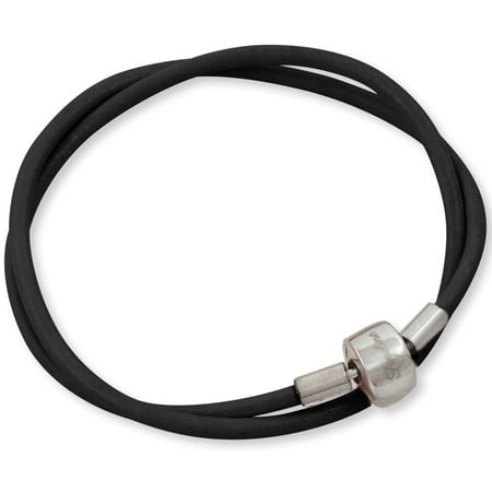 Double Wrap Around Bracelet - Charm Bracelet For Women, Black Leather Double Wrap, Fits Pandora Charms, Steel Barrel Snap Clasp, 7.5 Inch (19 cm)