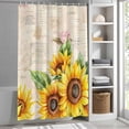 thumbnail image 3 of Sunflower Fabric Shower Curtain Floral Leaves Vintage Washable Shower Curtains for Bathroom, Waterproof Bath Curtain with Hooks Home Decor 36x72in, 3 of 8