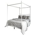 thumbnail image 4 of Home Design Denver Full Metal Canopy Bed Frame with Arched Headboard and Central Support Leg, White, Easy Assembly, 4 of 11