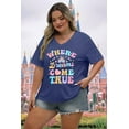 thumbnail image 5 of DEXIO Plus Size Magic Kingdom Shirts for Women Castle Graphic T Shirt Cute Holiday Shirt Princess Tee Funny Vacation Tops,5X, 5 of 7