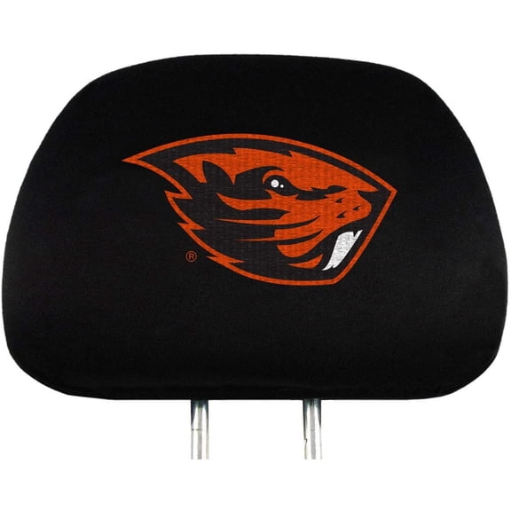 Oregon State University Beavers Pair of Premium Auto Head Rest Covers, Embroidered, Black Elastic, 14x10 Inch