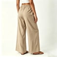 thumbnail image 5 of Khunlpohl Cotton Linen Pants for Womens Wide Legs Elastic Waist Palazzo Casual Pant Tied Loose Trendy Trousers with Pockets, 5 of 7
