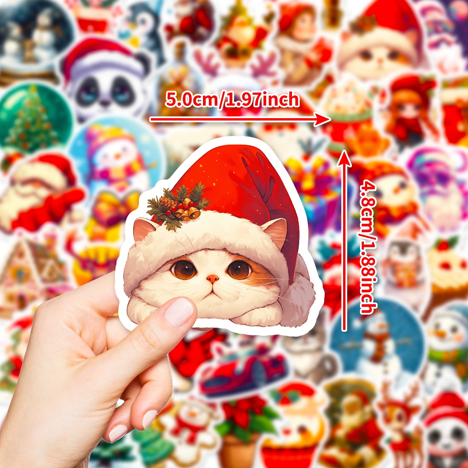 50-Pack Christmas Holiday Stickers - Personalized Waterproof Stickers for Journals Planners Notebooks and DIY Decor