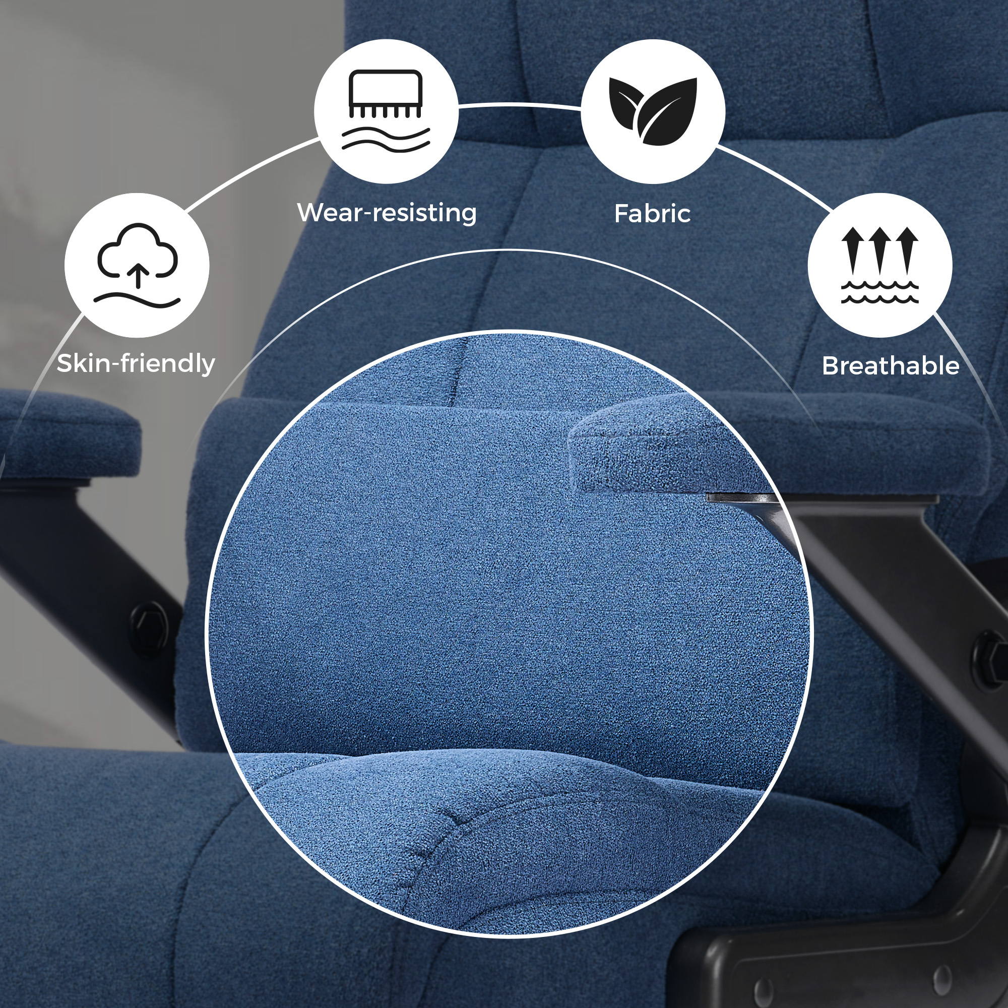 EOP 23.62'' Extra Wide Office Chair, 600 Lbs Big and Tall Executive Office Chair with Heat and Kneading Massage, Ergonomic Computer Chair with 3D Flip-up Arms, Blue