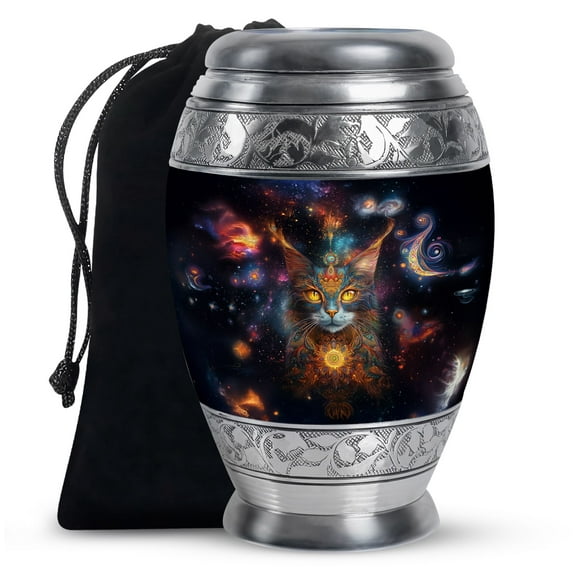 KARYLIZ Cat Urn For Ashes For Women - Large Urns For Human Ashes Adult Male - Black Urn - Cremation Urns For Adult Ashes Ashes Urns Human Remains Urns For Human Ashes Adult Female (10inch)