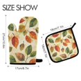 thumbnail image 2 of Yayeee Oven Mitts and Pot Holder Set of 2 Heat Resistant Kitchen Gloves Baking Hot Pad, Beige Leaves, 2 of 5