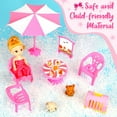 thumbnail image 5 of UQN Dollhouse Kit for Girls Ages 3-8, 412PCS Pink Castle Toys with Slide, Track, Lights, DIY 3 Rooms 6 Balconies Furniture, Birthday Pretend Play Toys Gift for Girls Kids 4 5 6 7 8 Year Old, 5 of 7