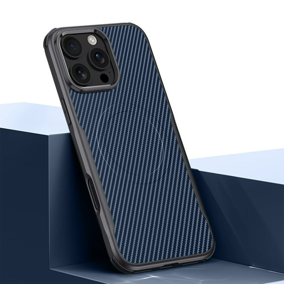 for iPhone 16 Pro Max Magnetic Phone Case, Fiber Pattern Design [Compatible with MagSafe],Anti-fall Anti-fingerprint Shockproof Women Men Girl Protective Case Cover for iPhone 16 Pro Max,Darkblue