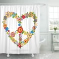 thumbnail image 1 of KSADK Colorful Care Peace Heart Sign Made of Flowers Creative Emblem Faith Floral Floral Shower Curtain Bath Curtain 60x72 inch, 1 of 1