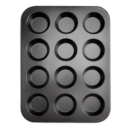 

12 Cavity Cupcake Bakeware Pan Non-stick Carbon Steel Muffin Cakes Bread Jelly Baking Tray