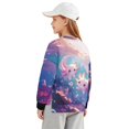thumbnail image 2 of Xoenoiee Axolotl Bubble Coral Print Girls Oversized Sweatshirts Casual Long Sleeve Pullover Tops Crewneck Side Slit Sweatshirt Loose Y2k Trendy Outfits, 7-8 Years, 2 of 7