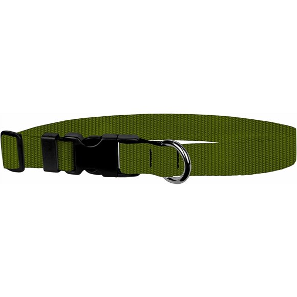 Moose Pet Wear Dog Collar - Colored Adjustable Pet Collars, 1 Inch Wide, Extra Large, Olive Drab