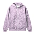 thumbnail image 3 of Women's Leopard Print Long Sleeve Zip Up Hoodie Loose Fit Pullover With Pockets, Casual Hooded Sweatshirt For Daily Wear, 3 of 5