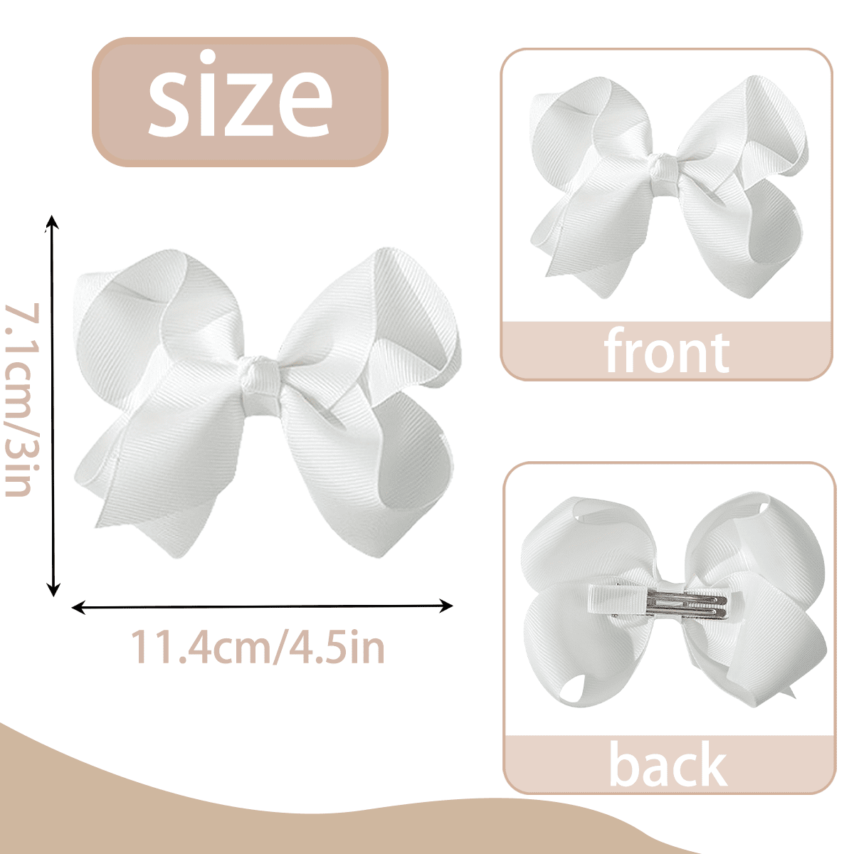 JoyBowie 24pcs Hair Bows Set, 12pcs 3In & 12pcs 4.5In Grosgrain Ribbon Alligator Clips for Girls