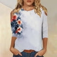 thumbnail image 2 of BangWanChi Womens Summer Tops with Sleeves Women's Fashion Printed T-shirt 3/4 Sleeves Blouse Round Neck Casual Tops, 2 of 5