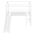 thumbnail image 4 of Aukfa Metal Twin Loft Bed with Slide and Wooden Blackboard, House Shaped Top, White, 4 of 10