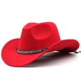 thumbnail image 2 of HNMKIU Kids Straw Hat Western Cowboy Style Solid Color Fedora for Boys Girls Daily Casual Beach Sun Protection, 2 of 3